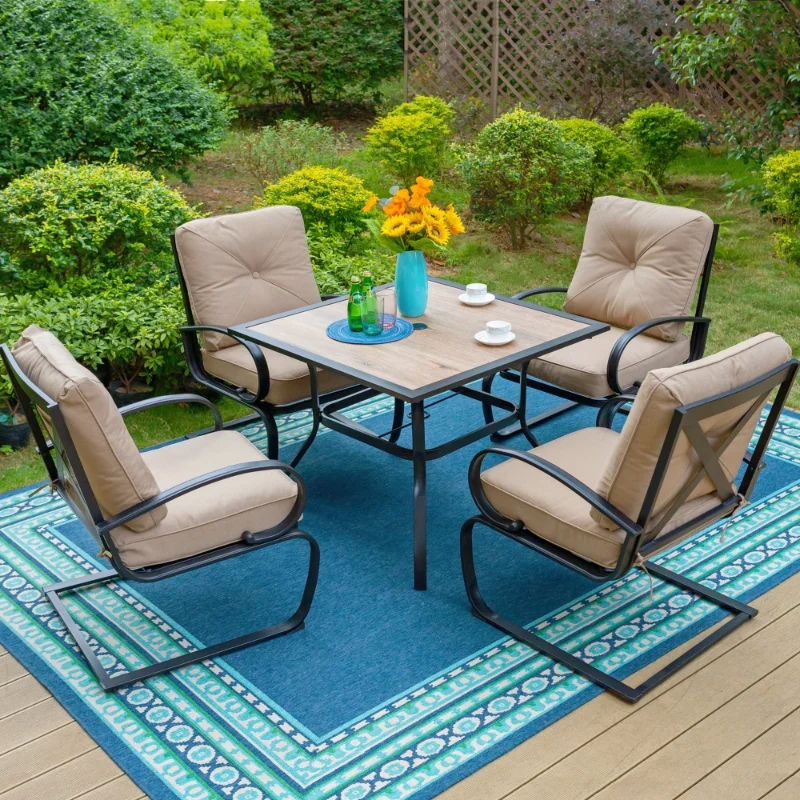 S For 4 Person, Black Steel Frame&beige Cushion
