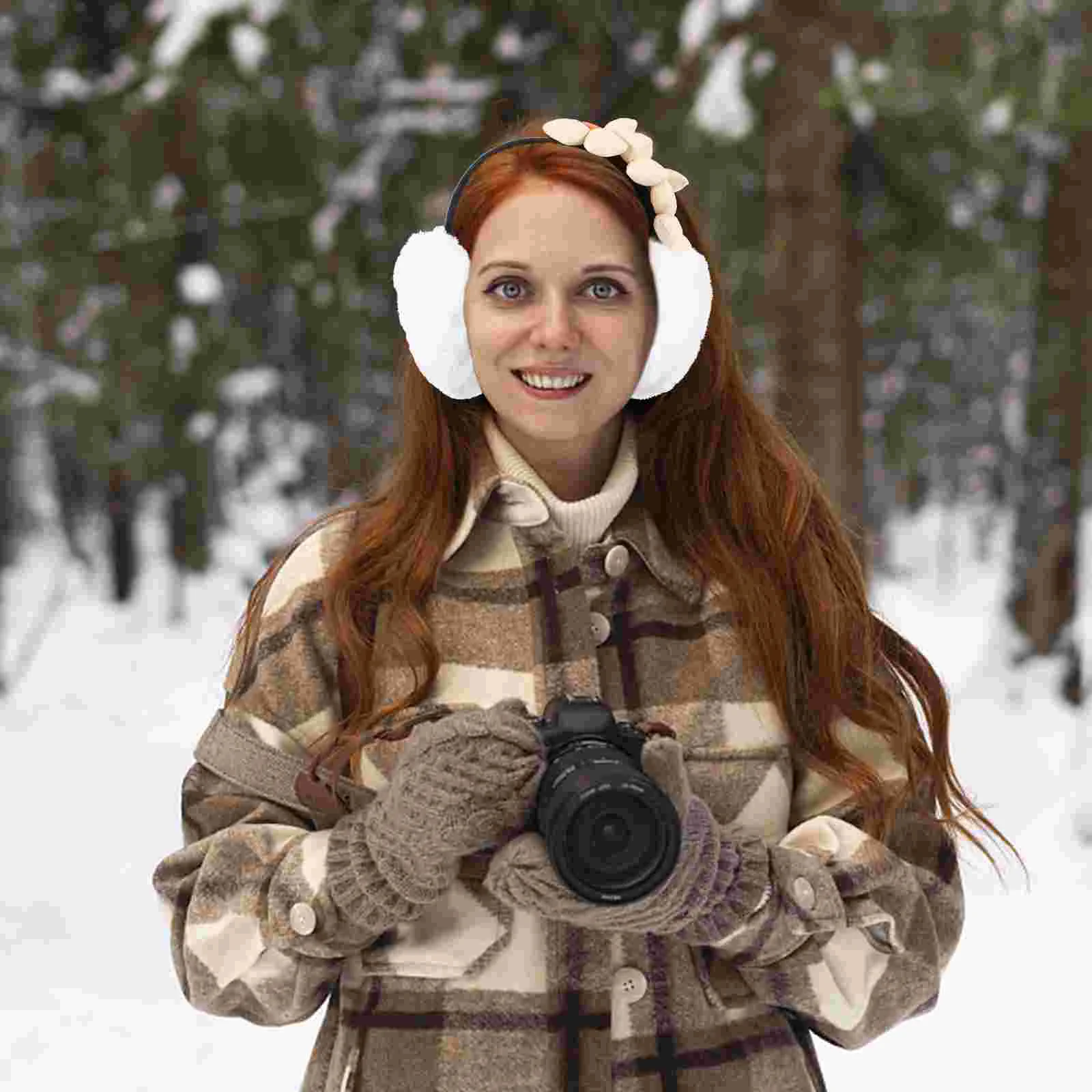 

Ear Muffs Winter Warmer Sports Headdress Cover Girl Girls Earmuff Outdoor White Plush Covers Miss