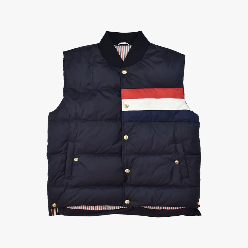 TB THOM Men's Jackets Winter Fashion Brand Down Men's Clothing Matte Nylon Contrast RWB Stripe  Harajuku Casual TB Jacket Vest