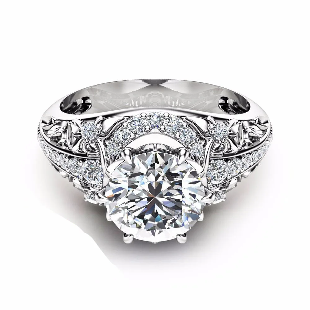 Кольцо на палец с круглым кубическим цирконием 8 мм | Украшения и аксессуары