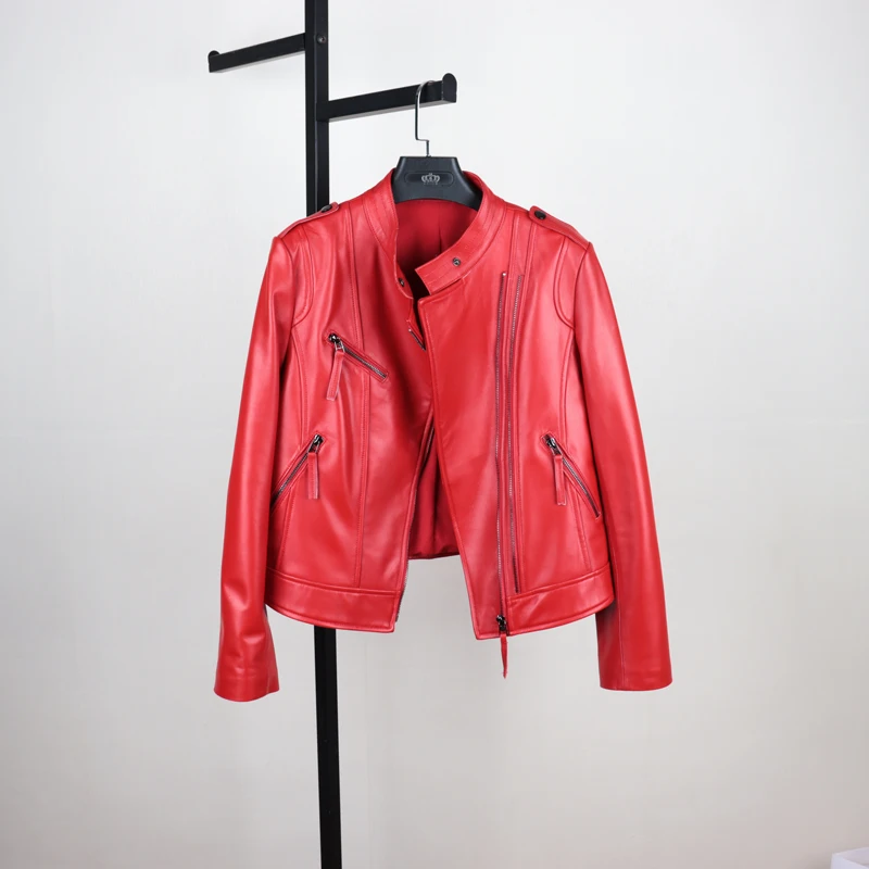 2023 Весенняя Новая модная куртка из натуральной кожи женская одежда короткое