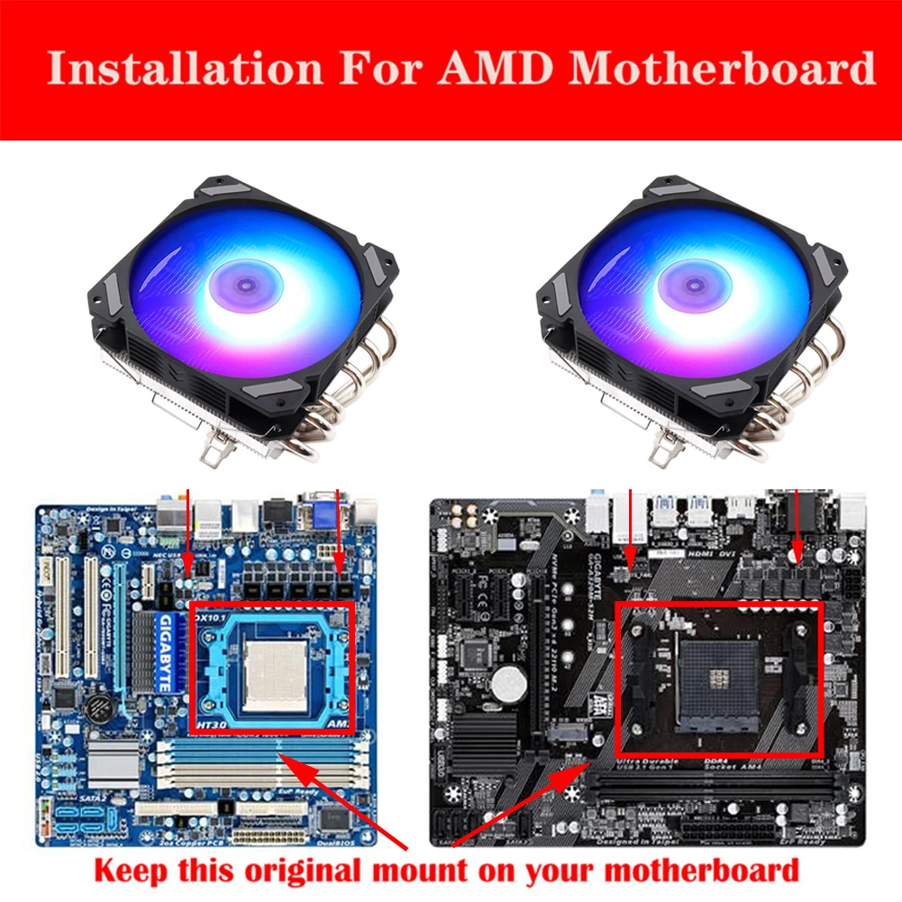 CPU Ventilador Fan RGB ARGB PWM 4PIN Intel LGA 1150 1151 1155 1156 1200 1366 2011 X79 X99 AMD AM3 AM4 Cooling Cooler Radiator images - 6