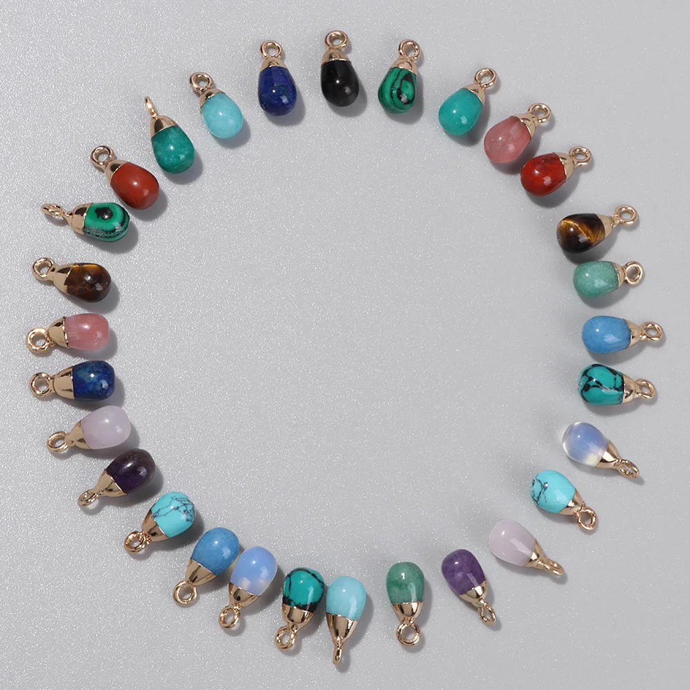 

Natural Cube Stone Pendants Rose Quartzs Amethysts Water Drop Shape Pendant for Jewelry Making Earring Necklace Diy Accessories
