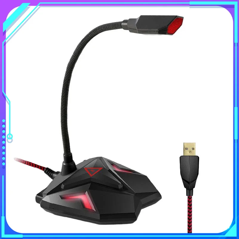Фото Конденсатор Yanmai G55, Usb-микрофон со светодиодной подсветкой, гусиная шея, чип Dsp, микрофон для прямого эфира, ноутбука, запись, Студийный микроф... №1