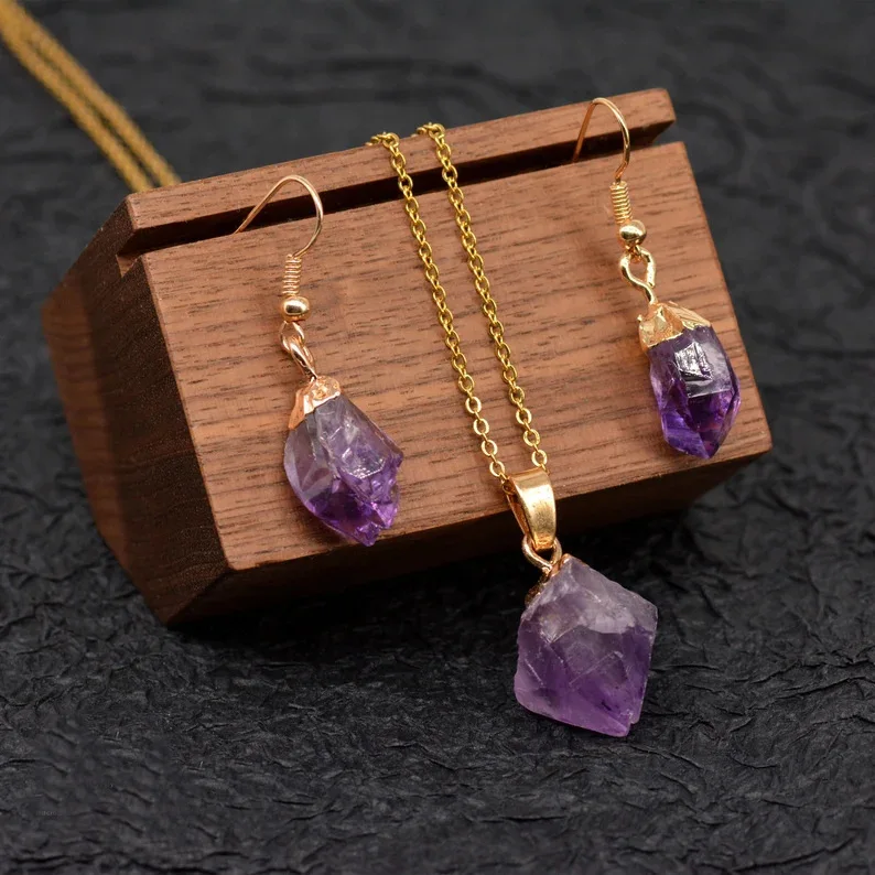 

Handmade Amethyst Necklace Jewelry Natural Gem Energy Stone Healing Quartz Crystal Pendant Vintage Jewelry for Women Men