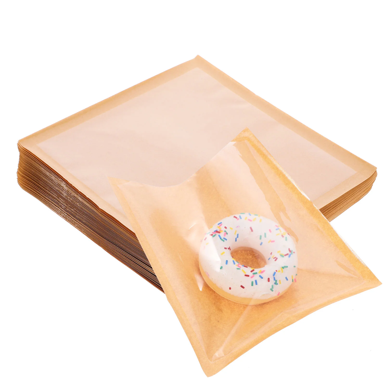 

100 Pcs Bread Bag Kraft Paper Bags Baggies Household Heat Seal Cookies Baking Toast Clear Window Bakery Packaging
