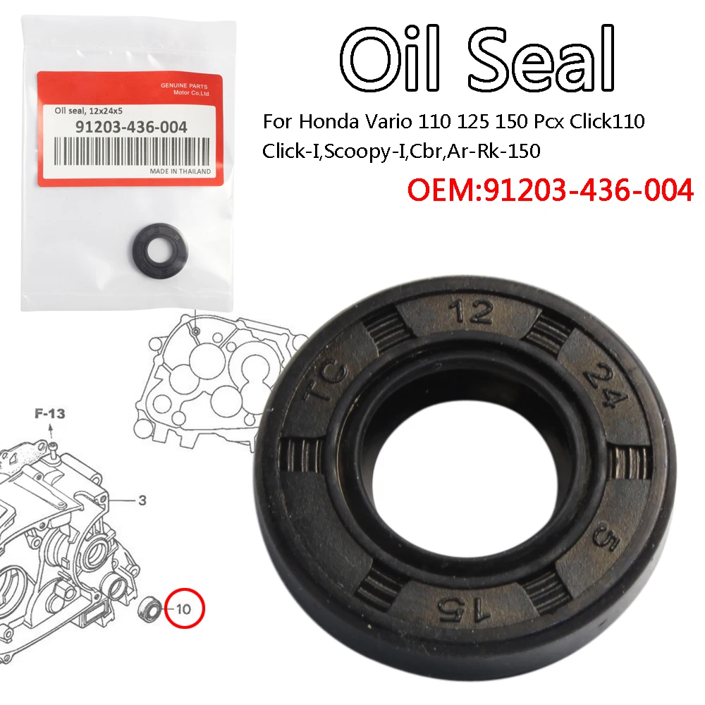 

Oil Seal Water Pump For Honda Vario 110 125 150 Pcx Click110,Click-I,Scoopy-I,Cbr,Ar-Rk-150 91203-436-004