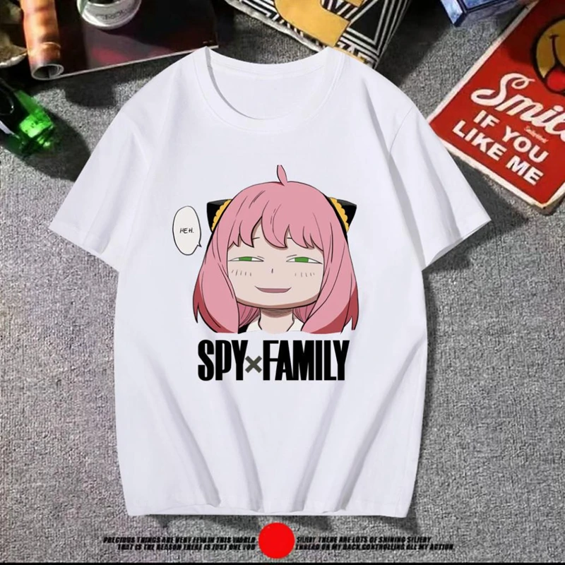 

Футболка женская оверсайз с коротким рукавом, Милый хлопковый топ в стиле аниме «Шпион х», в стиле Харадзюку, для всей семьи, Y2k, на лето