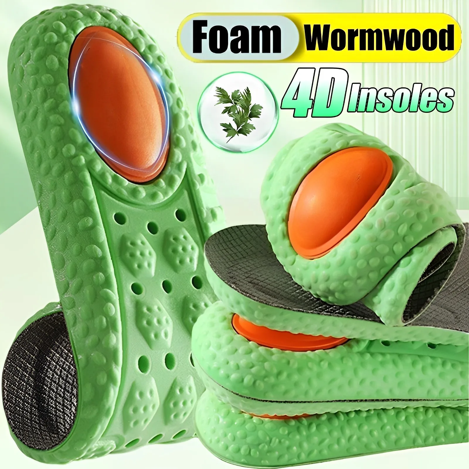 Sports Shock Absorption Insole Green PU Memory Foam Breathable Arch Support Orthopedic Shoes Pad Men Women Feet Care Shoes Pad