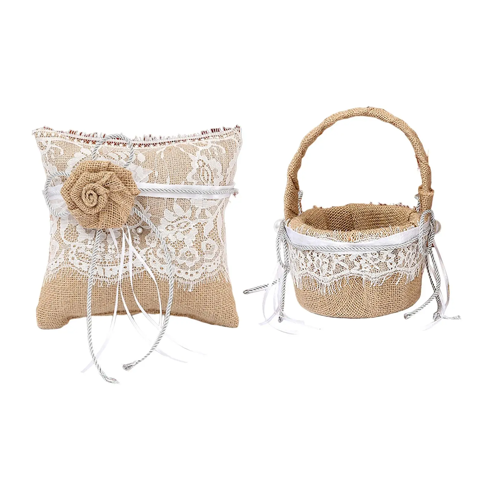 

Ring Bearer Embroided Wedding Accessories Linen Ribbon Rustic for Party Celebrations