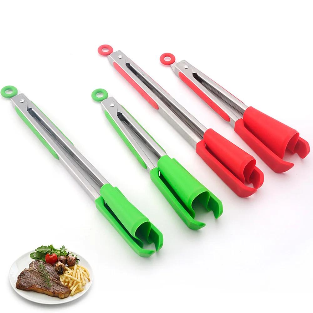 

2 in 1 Smart Kitchen Spatula and Tongs Non-Stick Heat Resistant Stainless Steel Frame Silicone Tongs Kitchen Tools Gadget