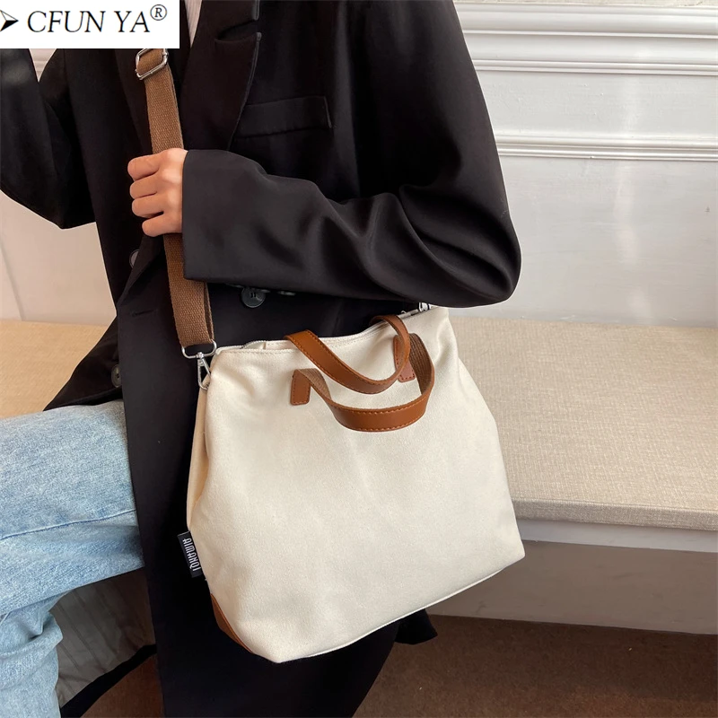 

Модная холщовая женская сумка CFUN YA 2023, дизайнерская сумка для девочек-подростков, дамские сумки на одно плечо, Женский студенческий мессенд...