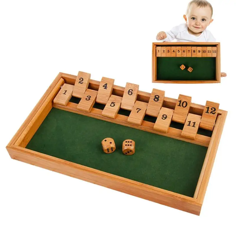 

Деревянная настольная игра Shut Box с играми 1-2 игрока, деревянные игральные кости с цифрами, игральные кости для детей и семьи