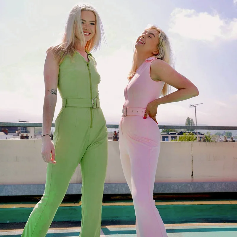 Women Office Wear Sleeveless Pocket Design Backless One Piece Jumpsuit with Belt Bodysuits Overalls for Women Wide Leg Jumpsuit