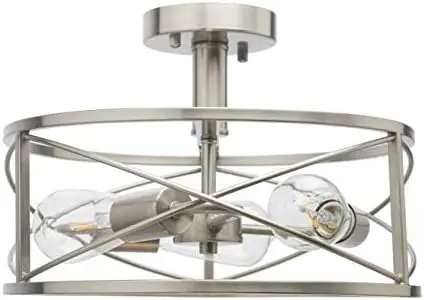 

Lighting 3-Light Semi-Flush Mount Ceiling Light, Brushed Nickel