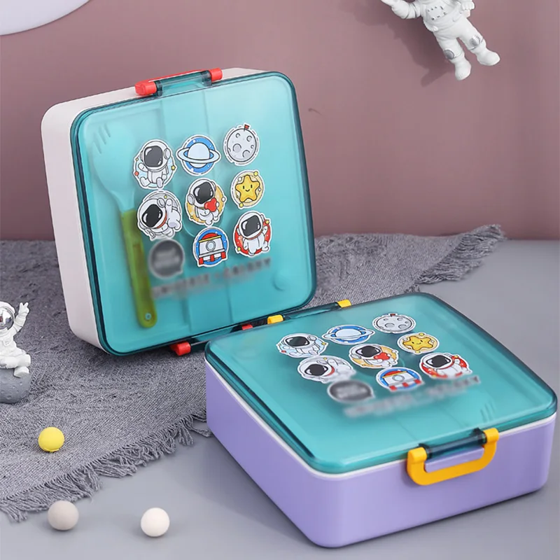 

1.3L Capacity Bento Accessories Single Layer Grid Prevent Odor School Thermal Insulated Lunch Box Kid/Adult/Toddler Good Sealing