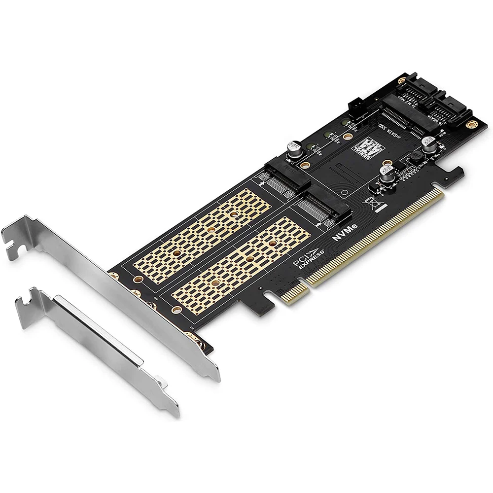 

3 in 1 NGFF and MSATA SSD Adapter Card,M.2 NVME to PCIE/M.2 SATA SSD to SATA III/MSATA to SATA Adapter for 2280/2260