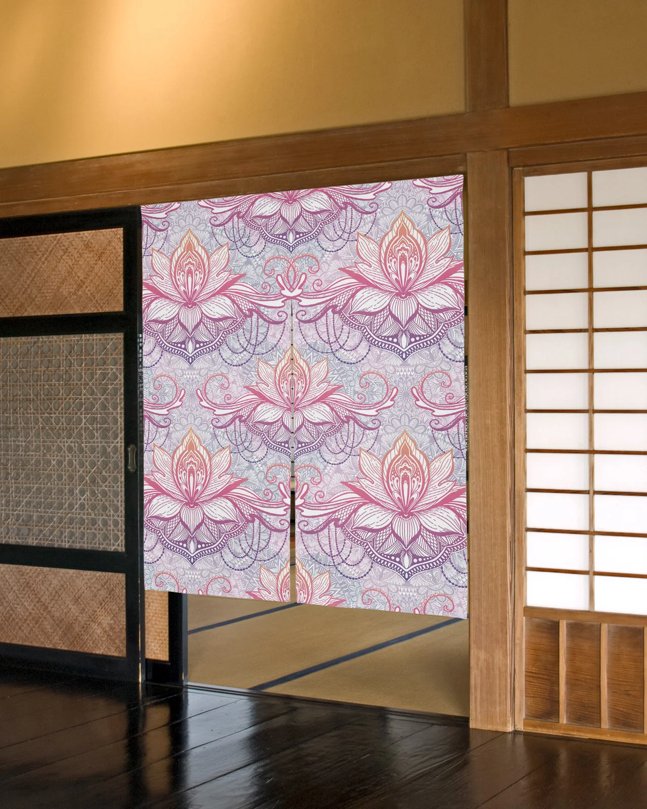 

Mandala Pattern Door Curtain Japanese Style Partition Curtain for Kitchen Bedroom Decorative Curtain