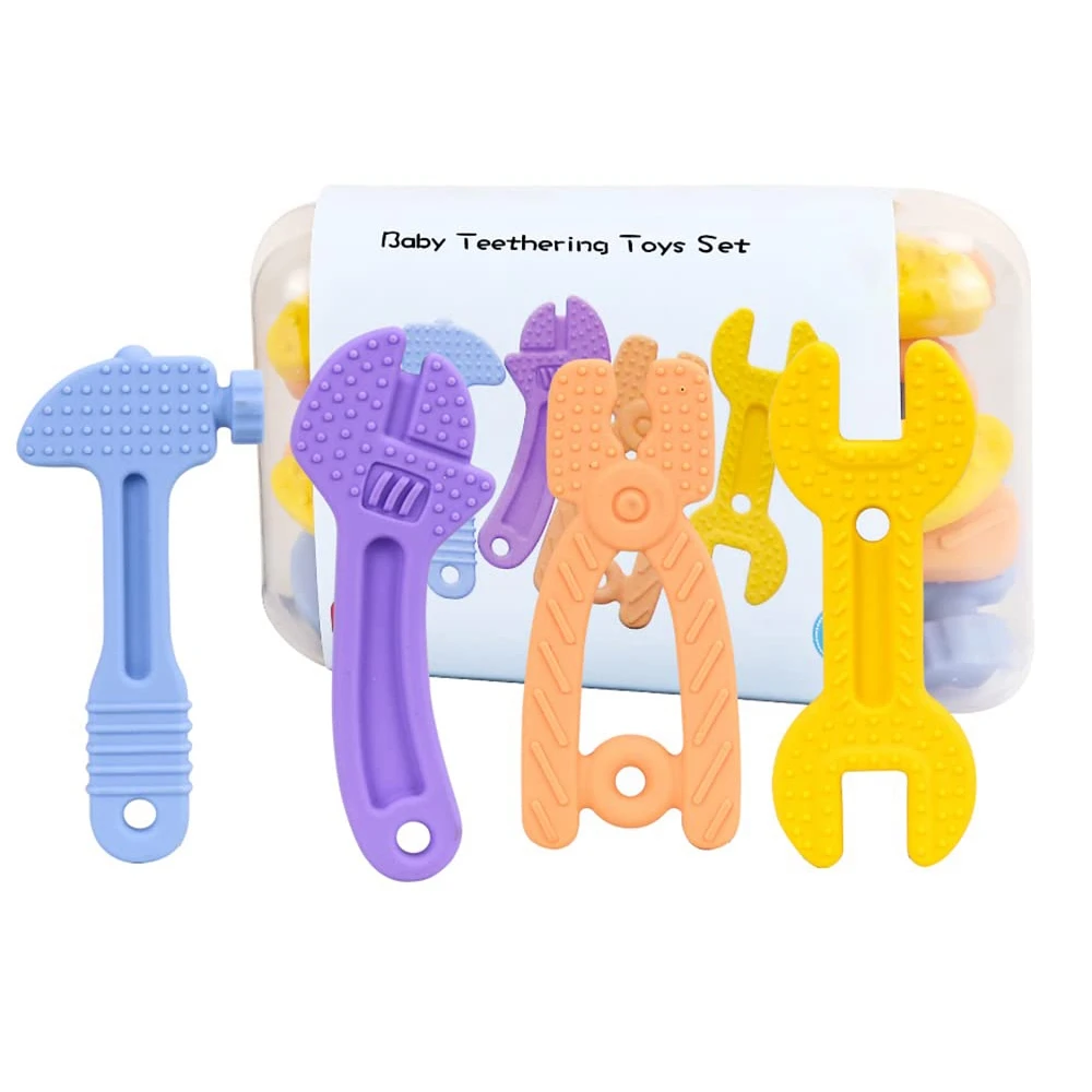 

4PCS Teething Toys 0-6 Months 6-12 Months - Soothes Baby's Sore Gum - BPA Free Silicone Gift Newborn Silicone Sucking Chew Toys