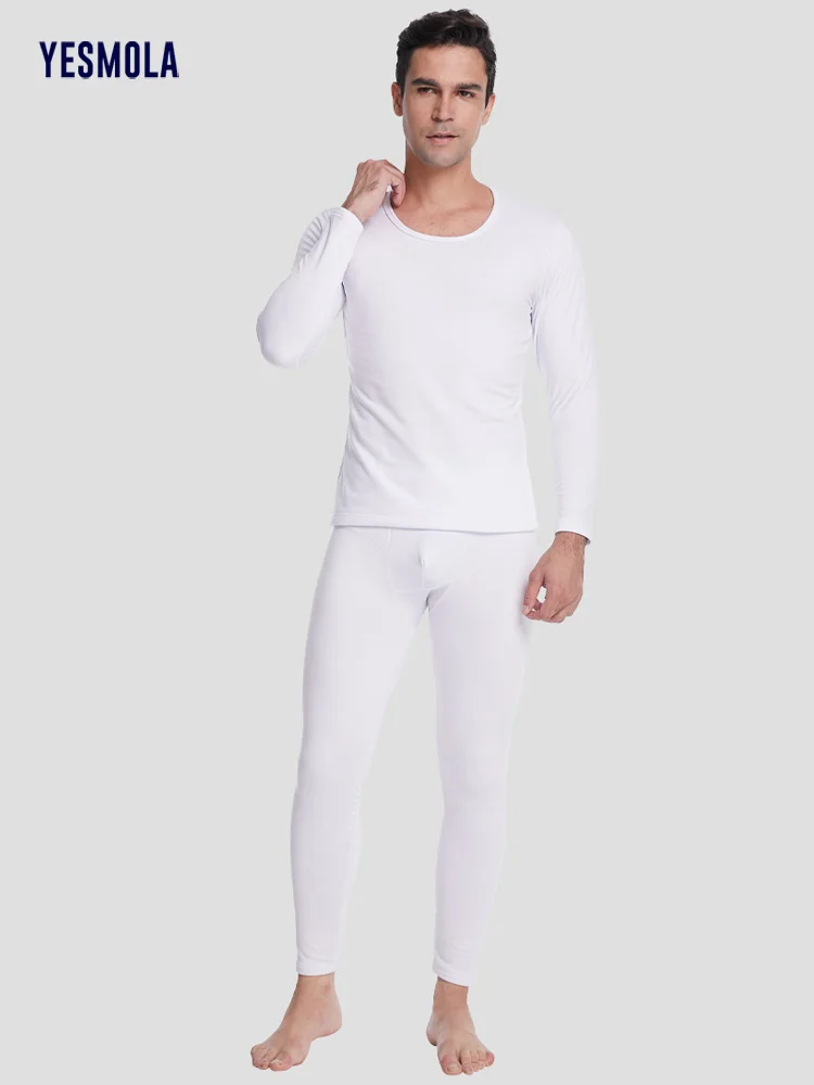 Men's Thermal Underwear Suit Comfortable Skin-Friendly Men Suit Fleece-Lined Winter Warm Long Thermo Pajamas 2 Piece Set