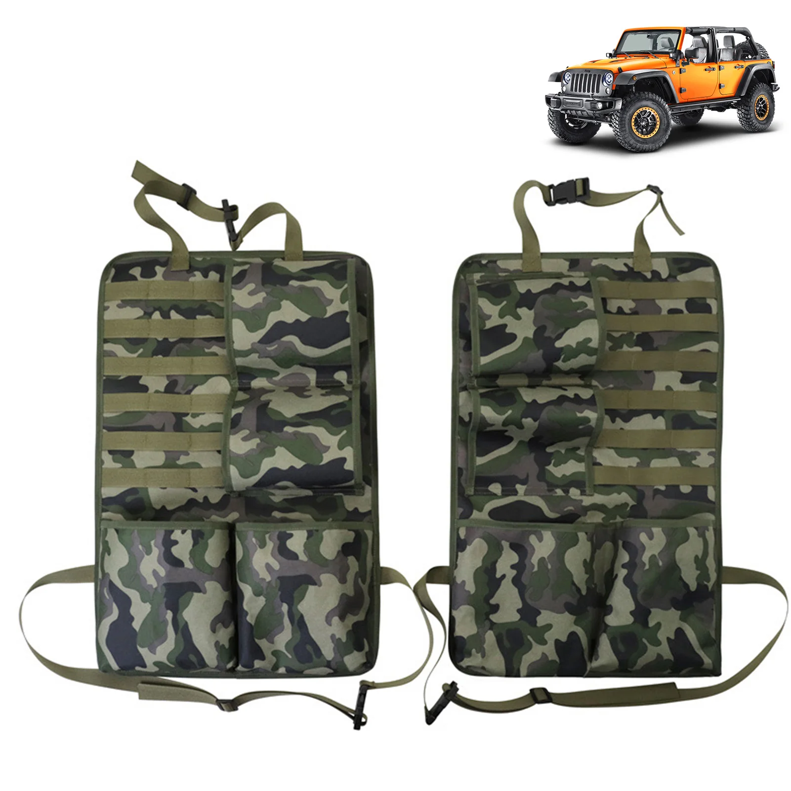 

1pair Camouflage Car Seat Back Protectors Hangings Bag Item Organizer Interior Accessories Stowing Tidying For Trucks SUVs Cars