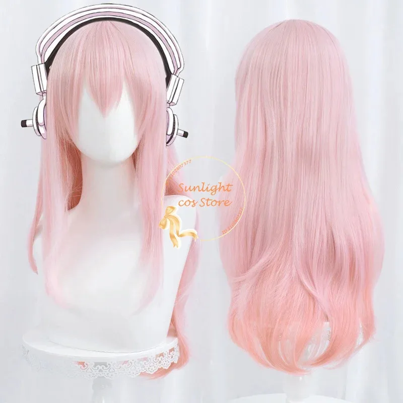 Фото Super Sonico SuperSonico 60 см длинные розовые Хэллоуин косплей аниме термостойкие синтетические волосы + парик k;3,c'5.b;8' №2