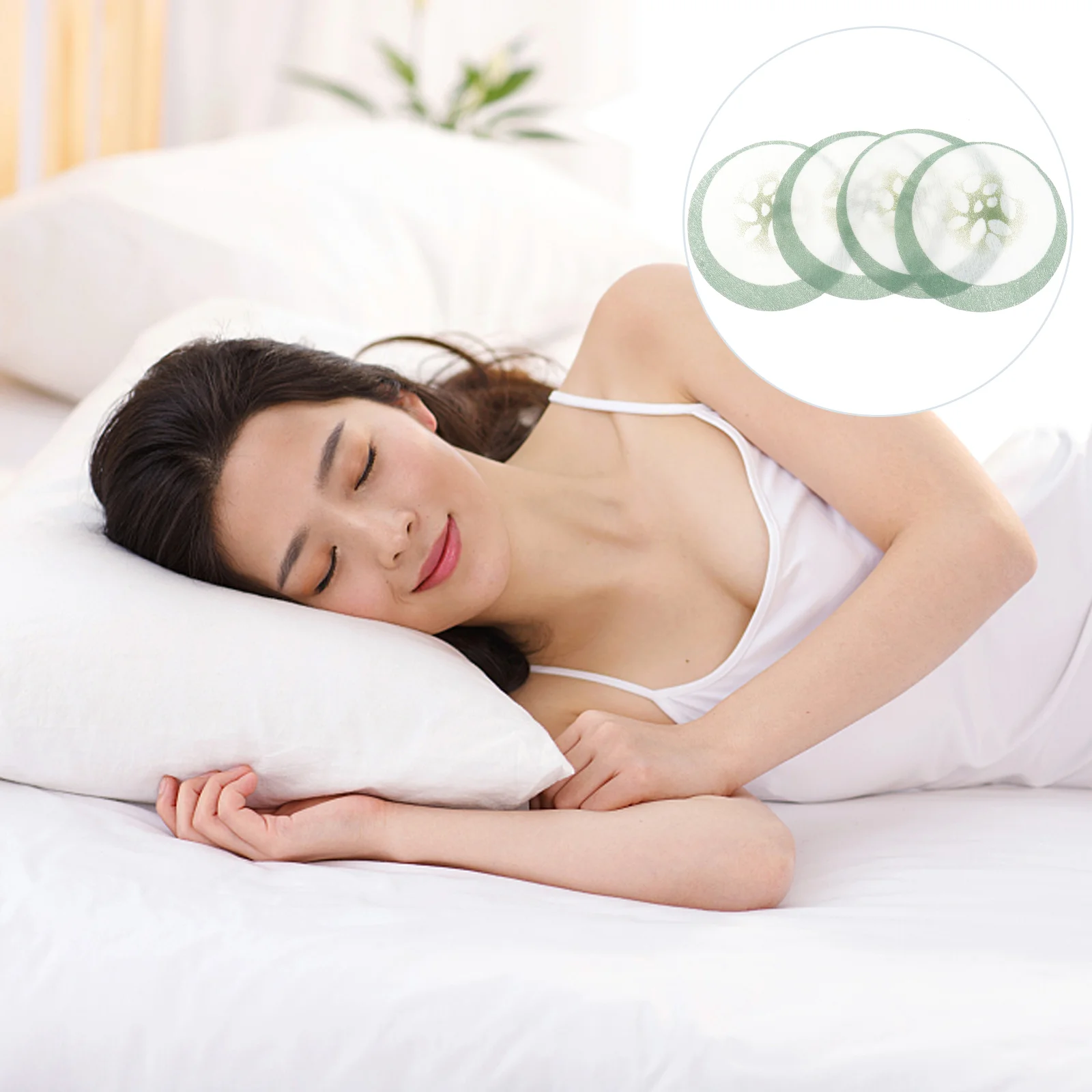 

100Pcs Disposable Non-woven Printed Cucumber Pattern Eye Mask Paper Printed Eye Mask (Green)