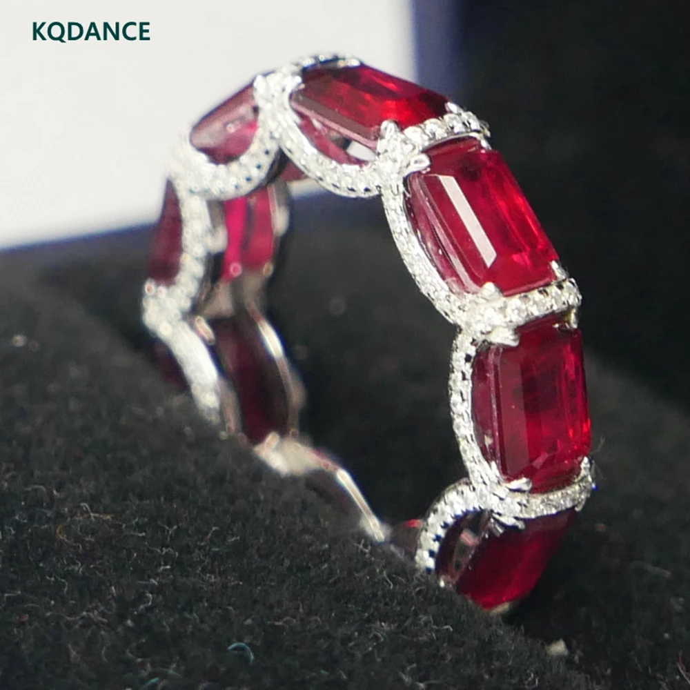 KQDANCE Верхняя фотография серебряное красное синее высокоуглеродистое кольцо с