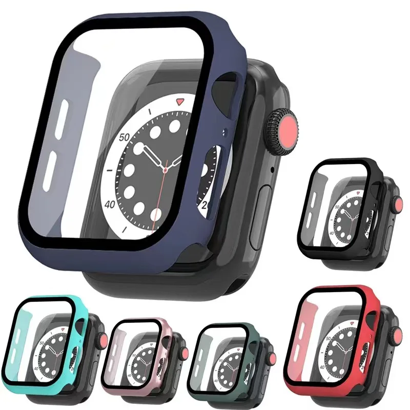 

Waterproof Case For Apple Watch 8 7 Case 45mm 41mm Anti-drop Tempered Film Glass For iWatch 6 5 4 3 SE 44mm 42mm 40mm 38mm Case