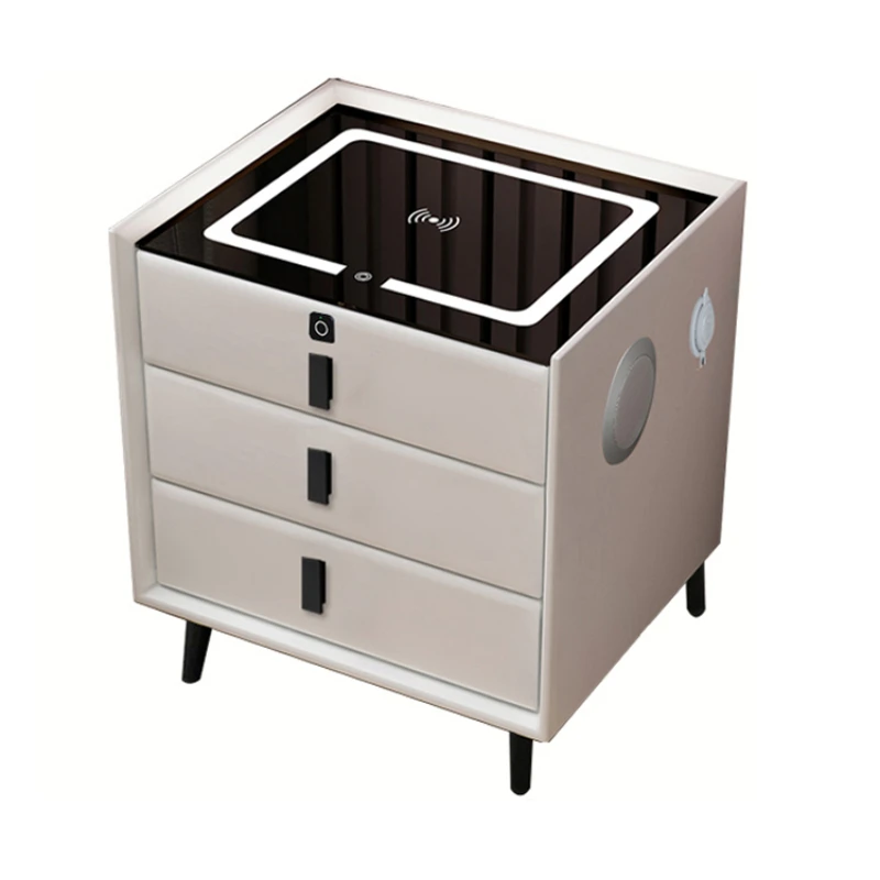 

Smart Furniture Bedside Table Minimalist Rechargeable Multi-functional Solid Wood Bedside Nightstands With Wireless Charging