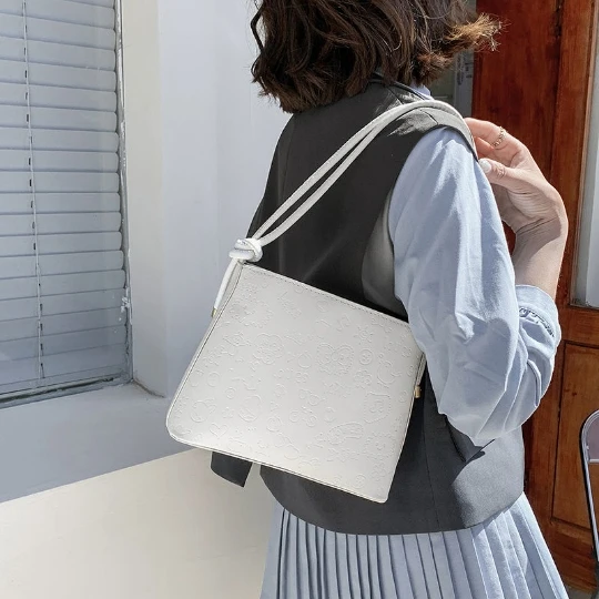 

White Summer Girl Small Woman Messenger OL Key Cosmetic Shoulder Bag PU PVC Faux Leather Women Sport Bag Lady Handbag Purses