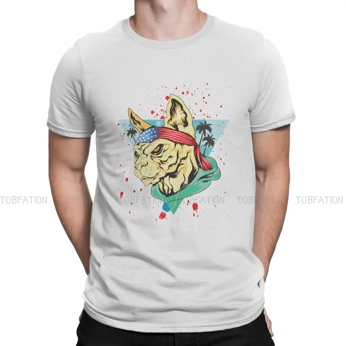 

Cat Lover Man TShirt Retro Mletal Design Individuality T Shirt Graphic Streetwear New Trend