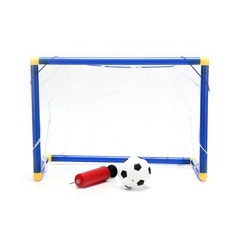 Mini Football Soccer Goal Post Net Set Pump Indoor Kids Toy+1 Hand Pump With Inflating Needle Portable