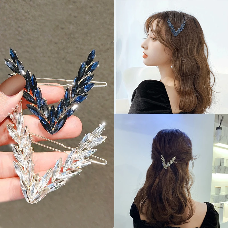 

V-образная блестящая заколка для волос, Женская Блестящая Бриллиантовая Роскошная челка, заколка для волос для девочек, заколка-Пряжка, свадебные аксессуары для волос, головной убор