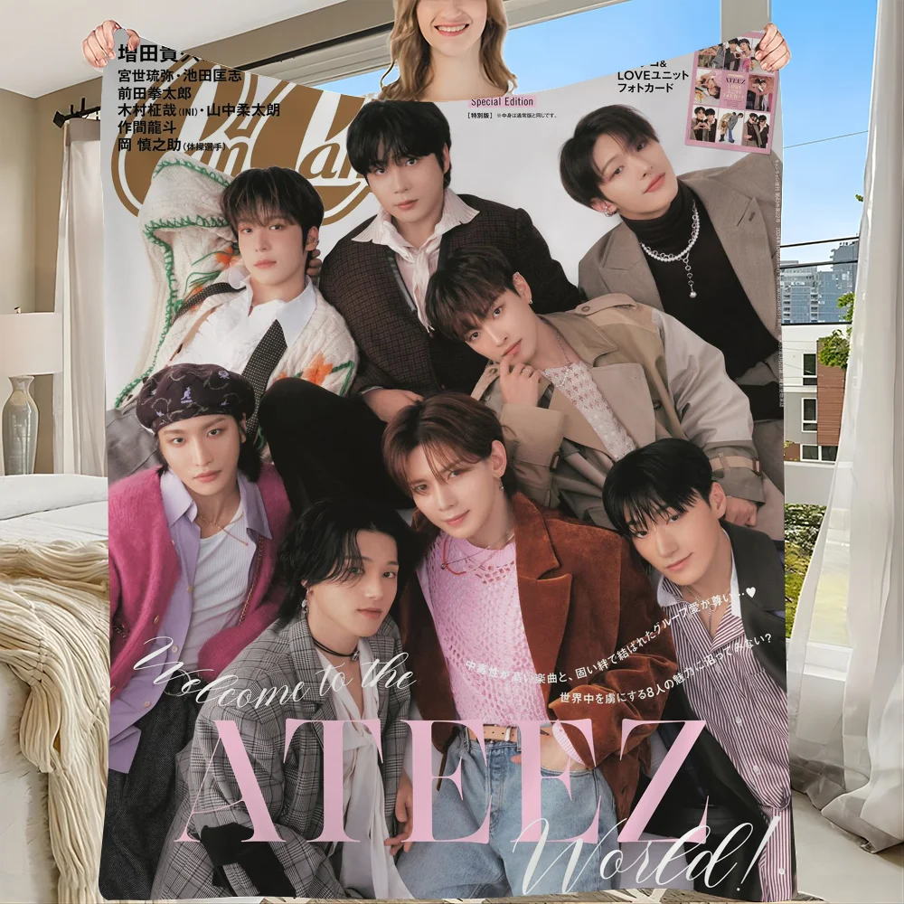 K-pop Ateez Anime Tapestry Hippie Flower Wall Carpets Dorm Decor Cheap Hanging