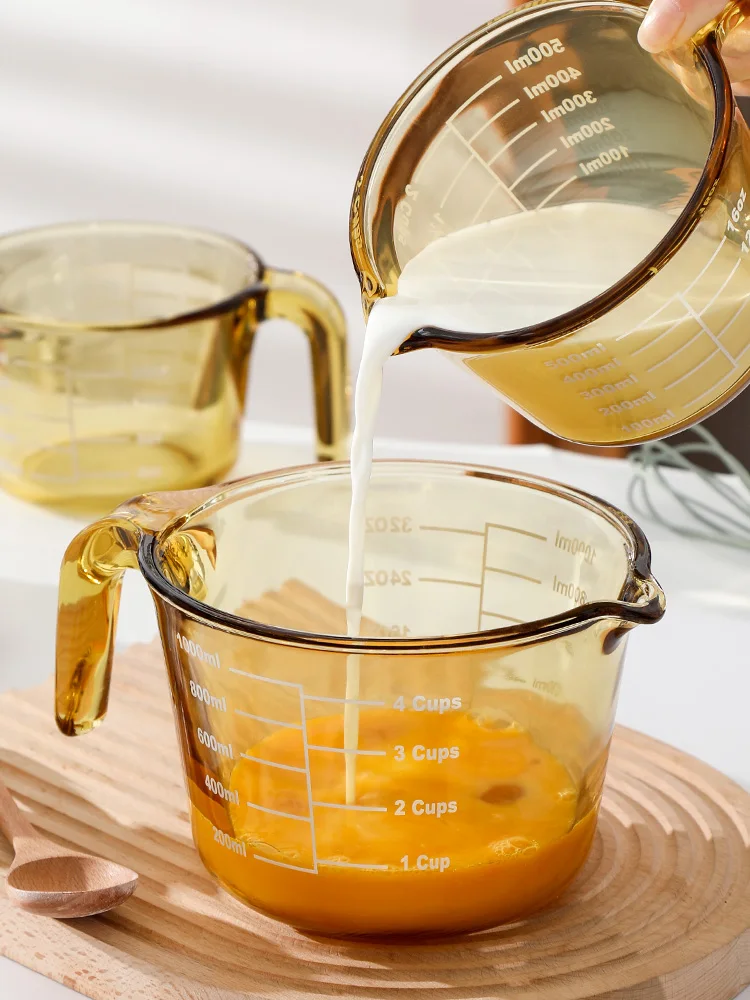 

Measuring Cup High Temperature Resistant Household Kitchen Baking Food Grade Container Glass with Scaled Milk Cup
