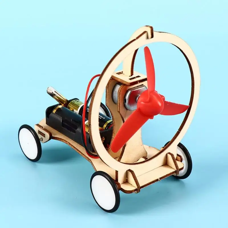 

DIY Wind Power Electric Car Kit for Kids Wood Educational Science Physics Experiments Circuit Kindergarten Stem Toys Students
