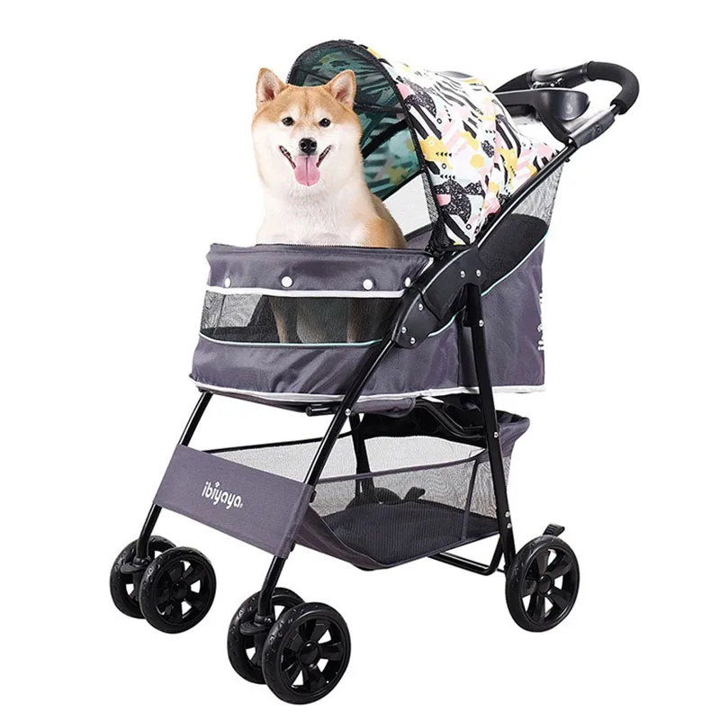 

Large Foldable Pet Stroller with Wheels for Dogs and Cats, Outdoor Trolley, Lightweight Stroller