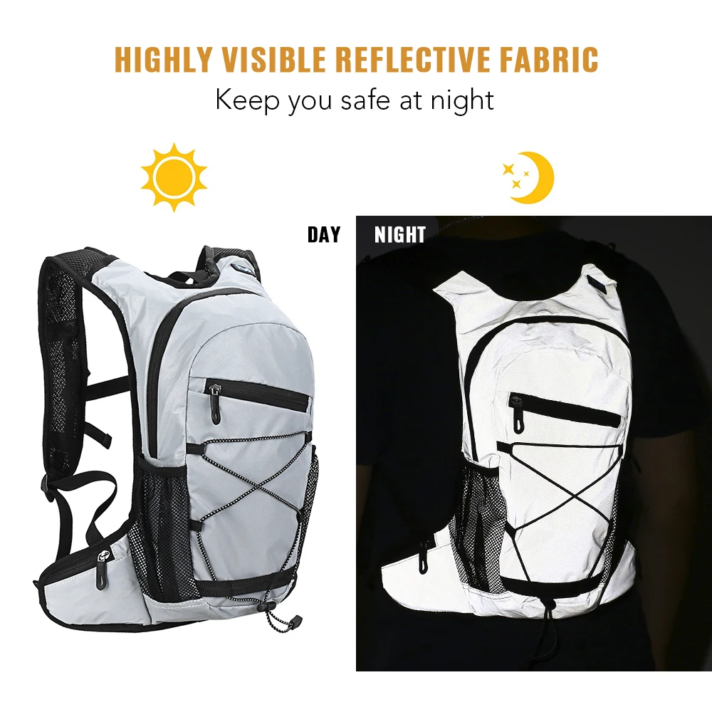 

8L Cycling Hydration Bike Backpack Running Hiking Shoulder Bag Bike Accessories High Visibility Reflective Bicycle Bag Pannier