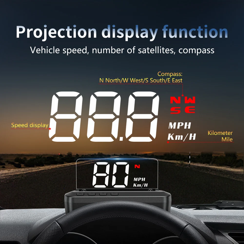 

Auto Head Up Display HUD Projector Display Windshield Car OverSpeed Warning System Digital Display Speedmeter Auto Accessories