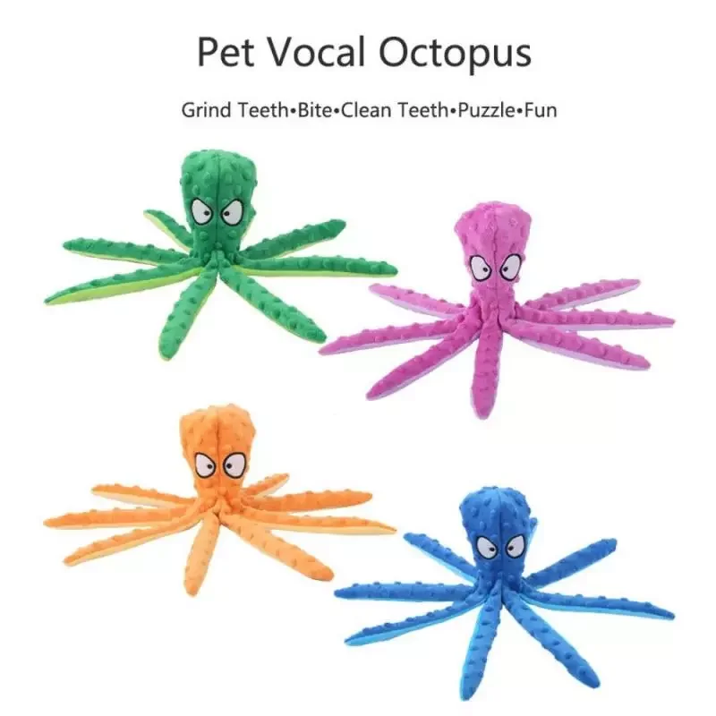 

2023NEW Legs Octopus Soft Plush Squeaky Dog Squeakers Toy Sounder Sounding Paper Middle Big Sized Dogs Frenchbull