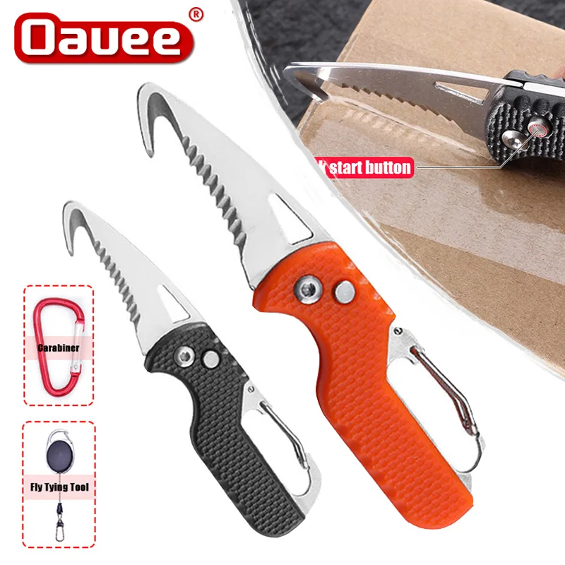 

Portable Express Parcel Knife Stainless Fast Serrated Hook Knife For Outdoor Camping Carry-on Unpacking Keychain Folding Cutter
