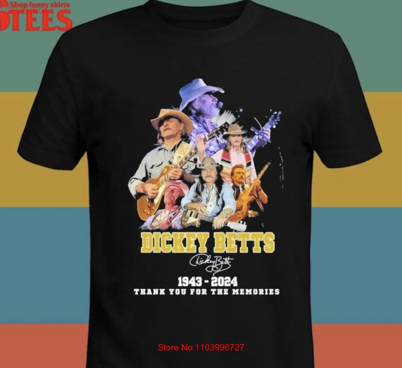 Легенды никогда не умирают Dickey Betts 1943-2024 рубашка спасибо за памятную футболку