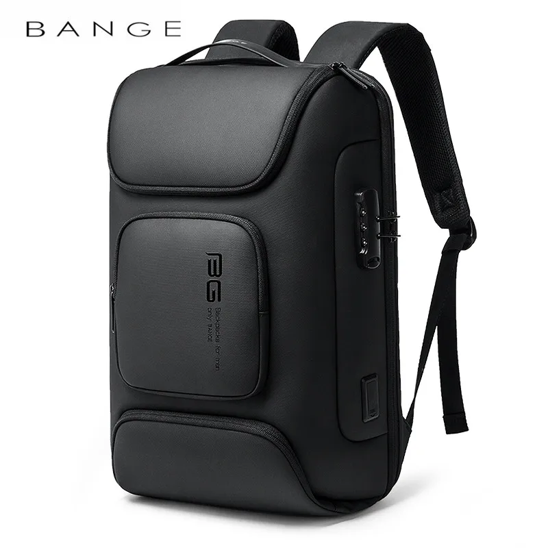 BANGE Fashion Anti-theft New Style Big Capacity USB Charging Backpack Water-resistant Oxford Casual Travel Bag for Male Mochila