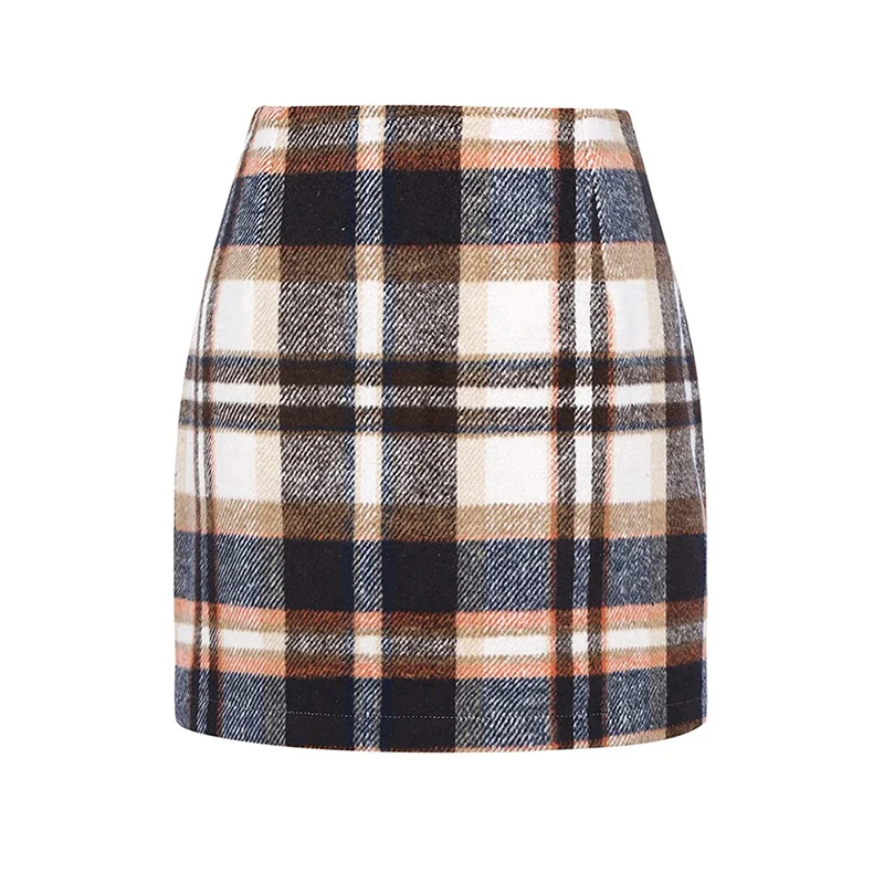 

Plaid Skirts for Women Pencil Cashmere Slim Mini Skirts Woman Fashion 2022 Casual Korean Tweed Autumn Winter Aesthetic Skirt New
