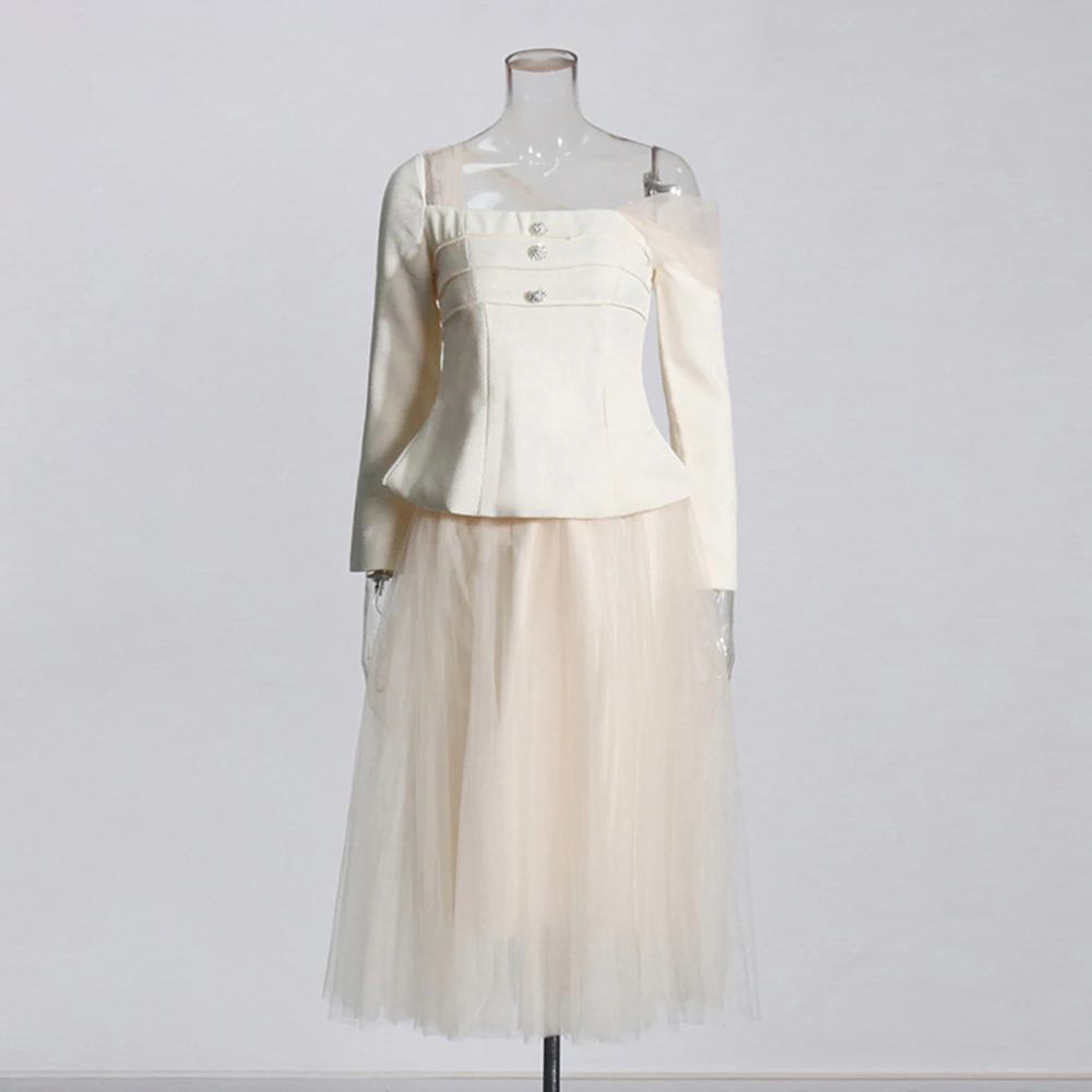 VGH Элегантные комплекты из двух предметов для женщин с диагональным воротником и