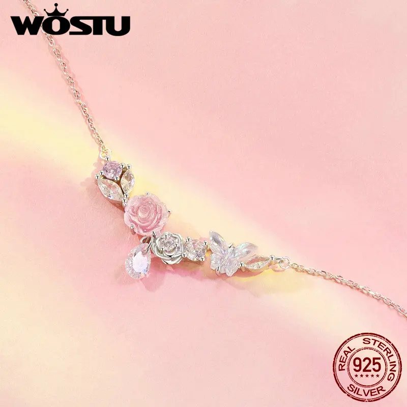 WOSTU оригинальное ожерелье из стерлингового серебра 925 пробы с волшебным цветком