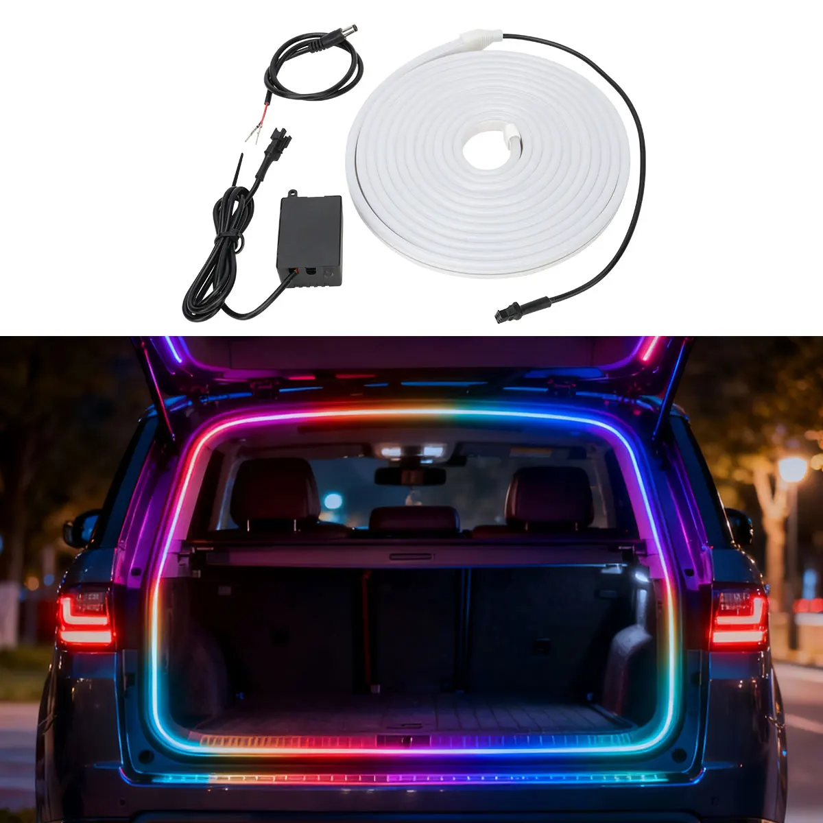 

Гибкая Светодиодная Лента 4M Для Салона Автомобиля, RGB, С Управлением Через Приложение, Атмосферная Лампа Для Багажника