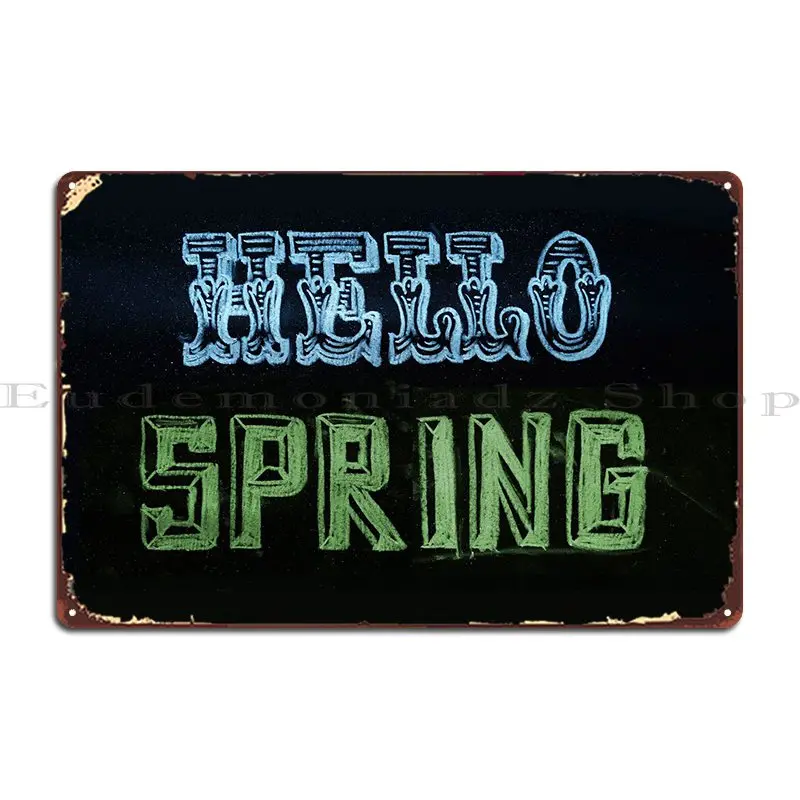 

Hello Spring Metal Sign PaintingVintage Wall Decor Funny Design Tin Sign Poster