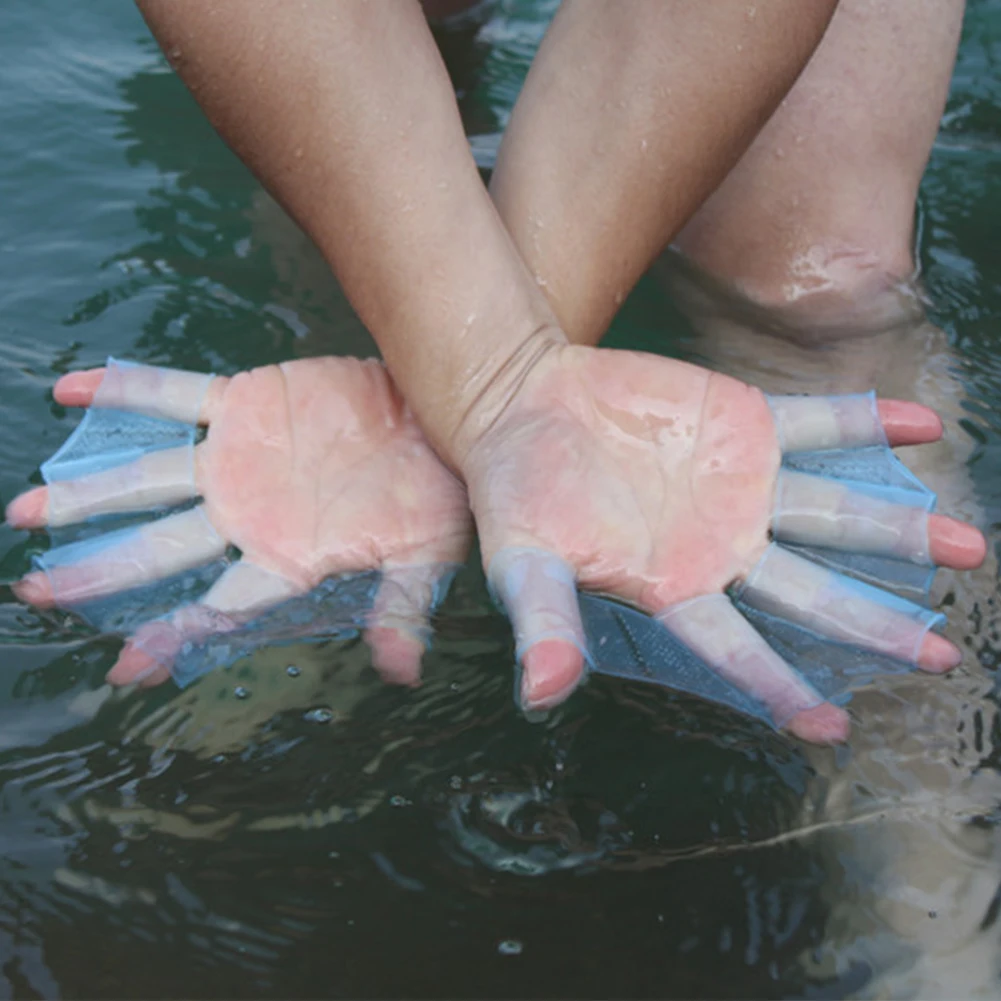 

2pcs Unisex Frog Type Girdles Silicone Hand Fins Flippers Finger Webbed Gloves Paddle Water Sports Swimming